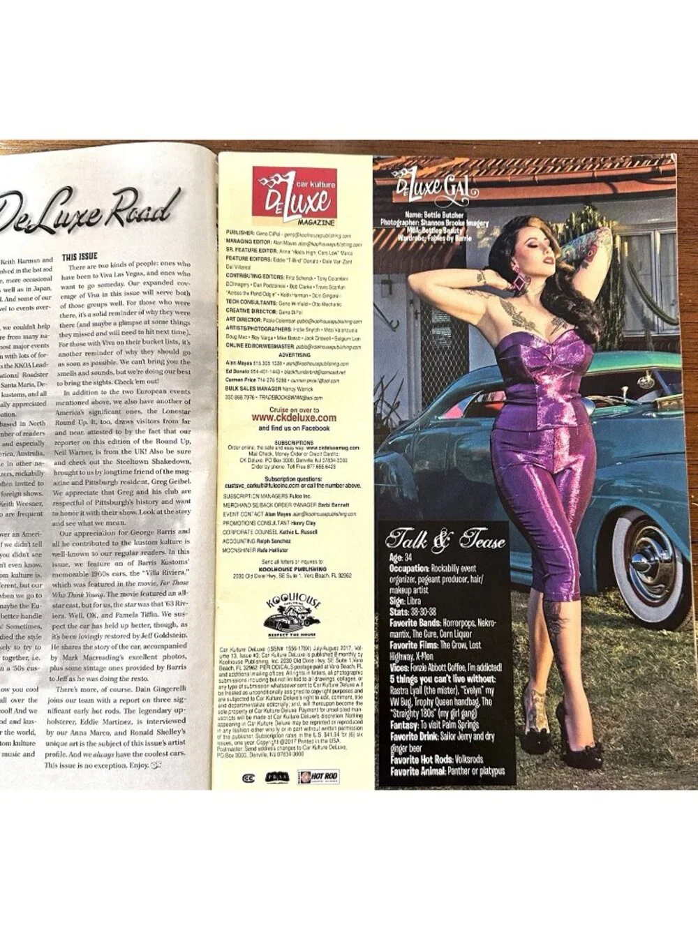 Car Kulture Deluxe August 2017 Angela Ryan & Blanche 1954 Chevy Magazine